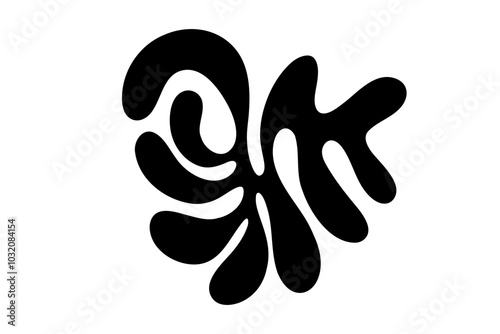 Random Shapes Organic Black Blobs. Outline 2d vector image. Sticker for social media. Backdrop.