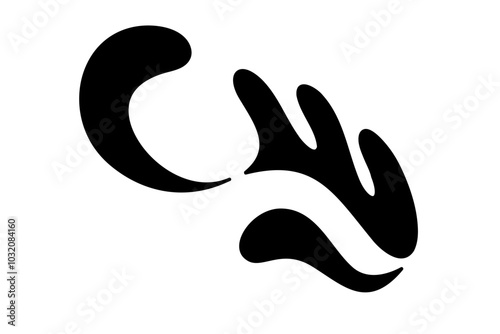 Random Shapes Organic Black Blobs. Outline 2d vector image. Sticker for social media. Backdrop.