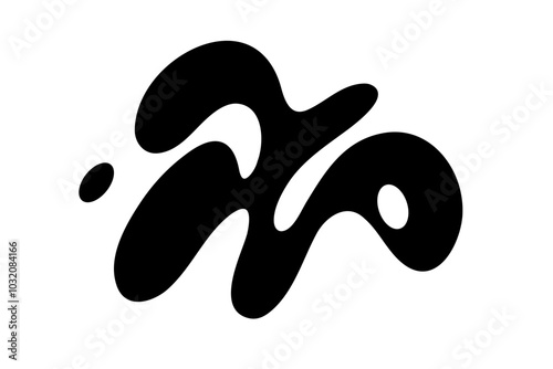 Random Shapes Organic Black Blobs. Outline 2d vector image. Sticker for social media. Backdrop.