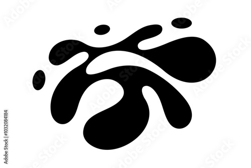 Random Shapes Organic Black Blobs. Outline 2d vector image. Sticker for social media. Backdrop.