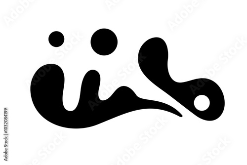 Random Shapes Organic Black Blobs. Outline 2d vector image. Sticker for social media. Backdrop.