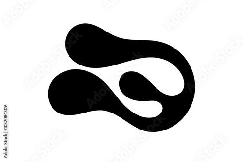 Random Shapes Organic Black Blobs. Outline 2d vector image. Sticker for social media. Backdrop.