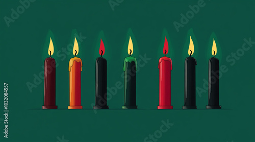 A vibrant display of Kwanzaa candles representing unity and cultural celebration