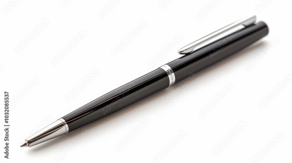 Black Pen Isolated on White Background for Office and School Supplies Black Pen Isolated on White Background for Office and School Supplies