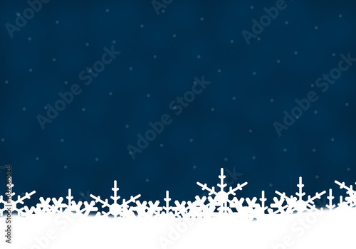 Christmas dark blue background with white snowflakes in the bottom and polka dots, vector illustration background