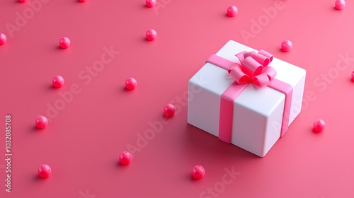 3D Rendering of a Floating Christmas Gift Box