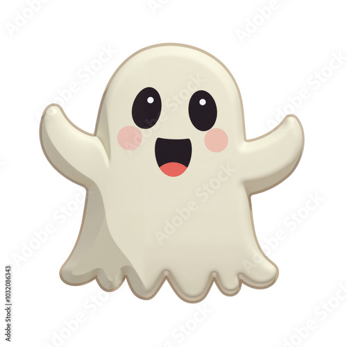 White ghost. Cute isolated cartoon illustration for halloween in png format.