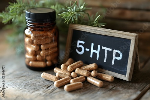 5-HTP Supplement Showcase: Abstract Wellness Concept for Sleep, Relaxation, and Anxiety Relief