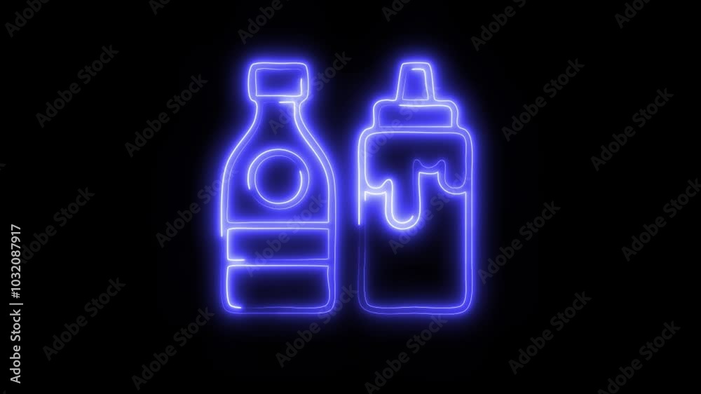 Glowing Ketchup Icon in HD Video Neon Animation – Condiment and Flavor Symbol on Black Background Glowing Ketchup Icon in HD Video Neon Animation – Condiment and Flavor Symbol on Black Background