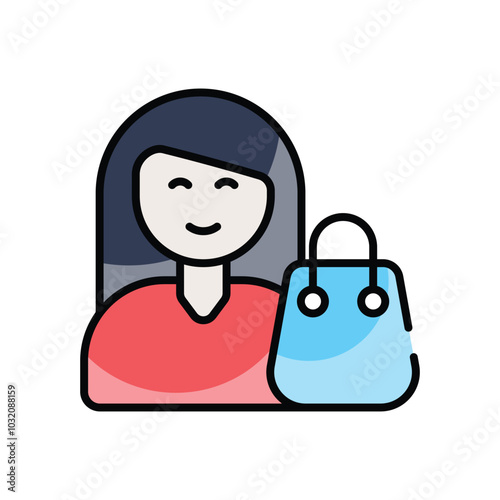 Shopaholic Avatar vector icon