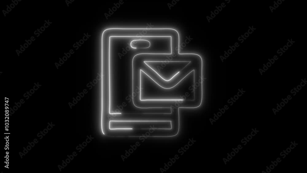 Glowing Mail Inbox App Icon in HD Video Neon Animation – Communication and Message Symbol on Black Background Glowing Mail Inbox App Icon in HD Video Neon Animation – Communication and Message Symbol on Black Background