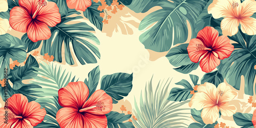 Vintage Hawaiian Hibiscus Floral Pattern