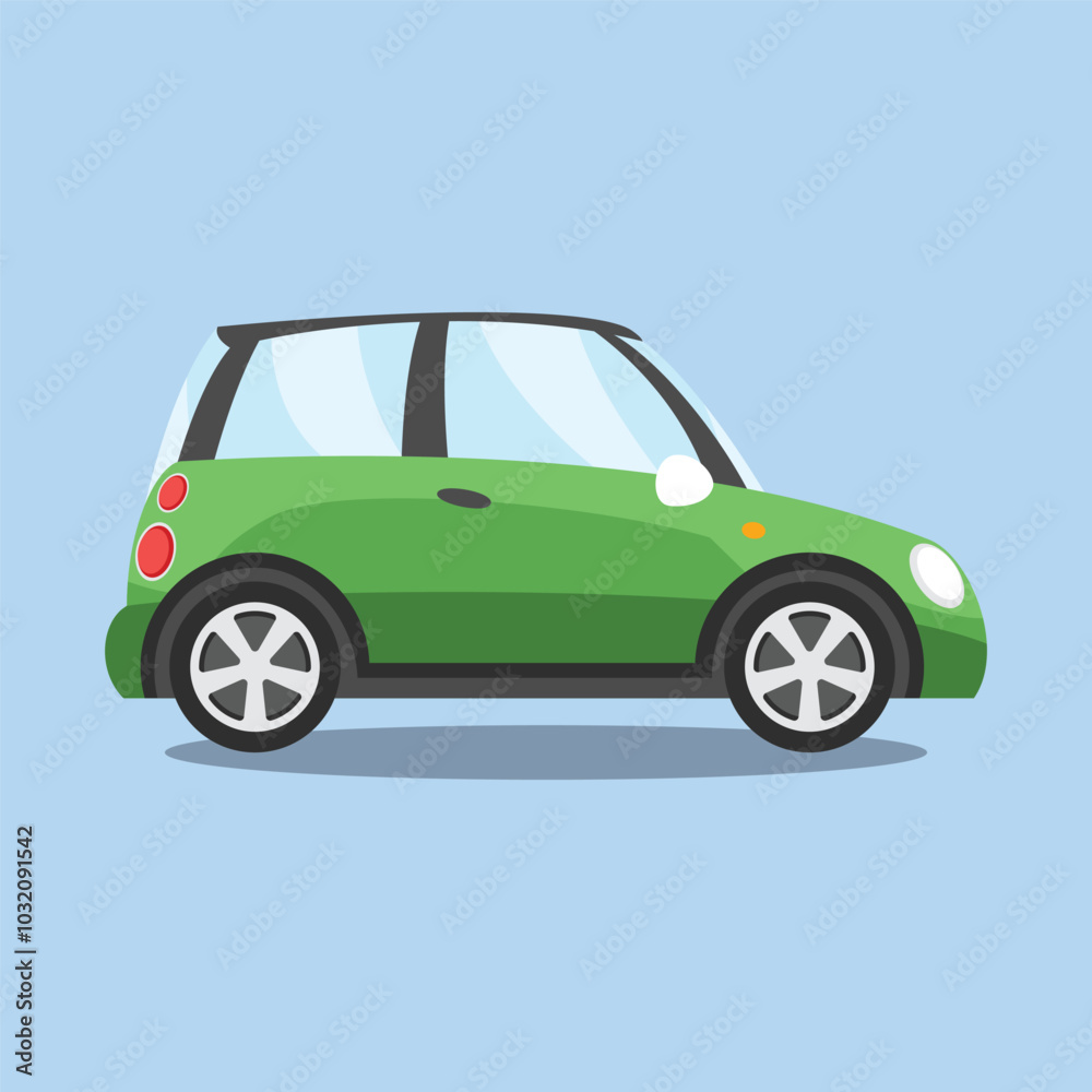 side view green car in flat vector design. side view green car in flat vector design.