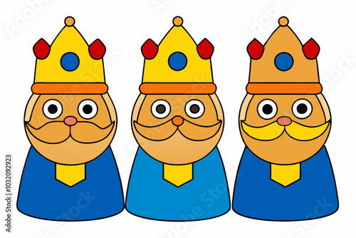 The Three Wise Men  figures are shown with golden crowns and blue robes