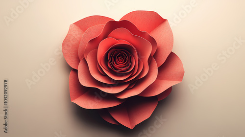 Rose flower logo 3d vector papercut