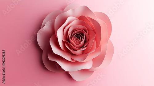 Rose flower logo 3d vector papercut