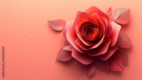 Rose flower logo 3d vector papercut