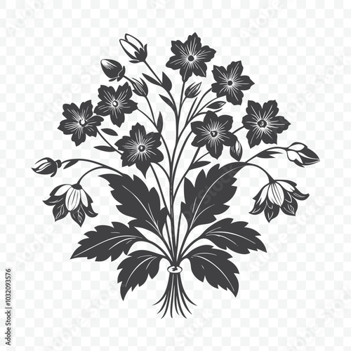 Floral Bunch with Coral Bells Silhouette Vector for Elegant Design Projects