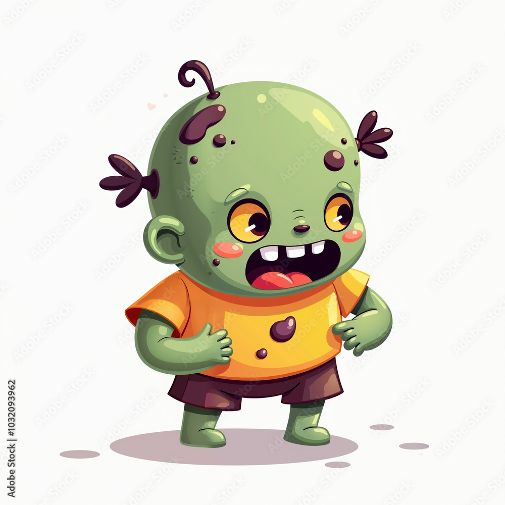Cute illustration of green zombie. isolated halloween characters PNG with no background in cartoon style Cute illustration of green zombie. isolated halloween characters PNG with no background in cartoon style