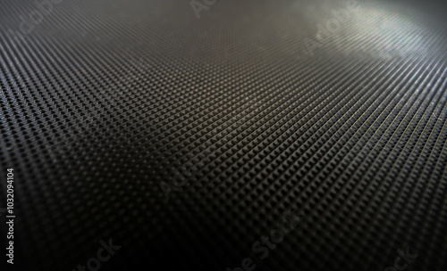 Rubber mat close-up. Futuristic black background with decorative honeycombs. Copy space.