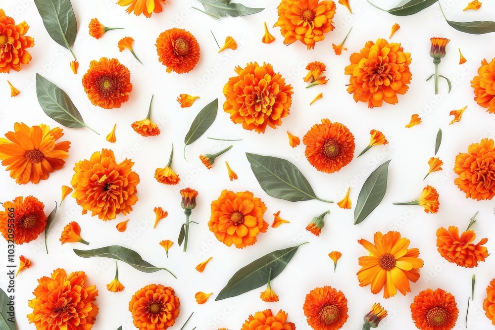A bunch of bright orange flowers on a clean white surface A bunch of bright orange flowers on a clean white surface