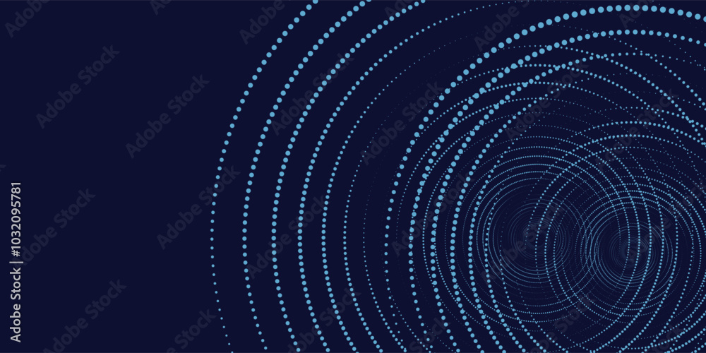 Flowing dot particles wave curve pattern blue and green gradient light isolated on black background in concept of AI technology, science, music. vektor
