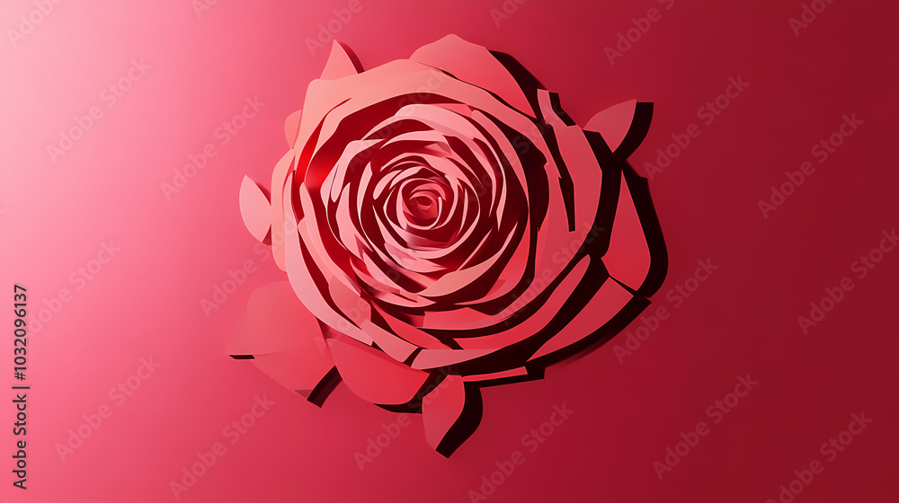 Rose flower logo 3d vector papercut Rose flower logo 3d vector papercut