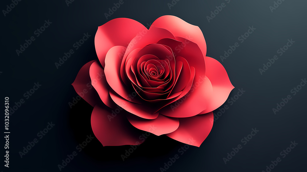 Rose flower logo 3d vector papercut Rose flower logo 3d vector papercut