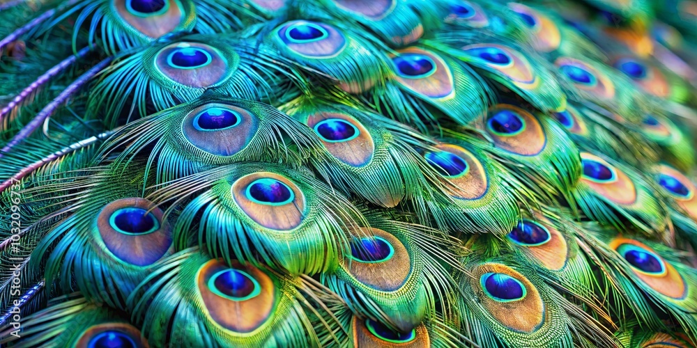 Obraz premium A symphony of emerald, sapphire, and amber hues, where the intricate patterns of avian adornment create a mesmerizing tapestry of nature's artistry.