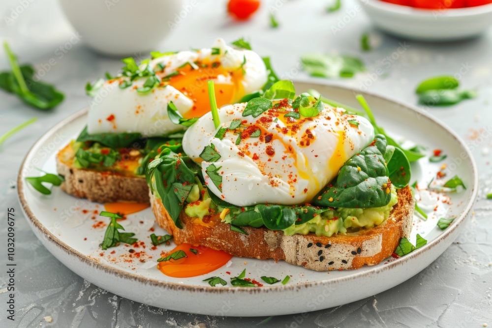 Avocado Toast with Poached Eggs and Spinach Avocado Toast with Poached Eggs and Spinach