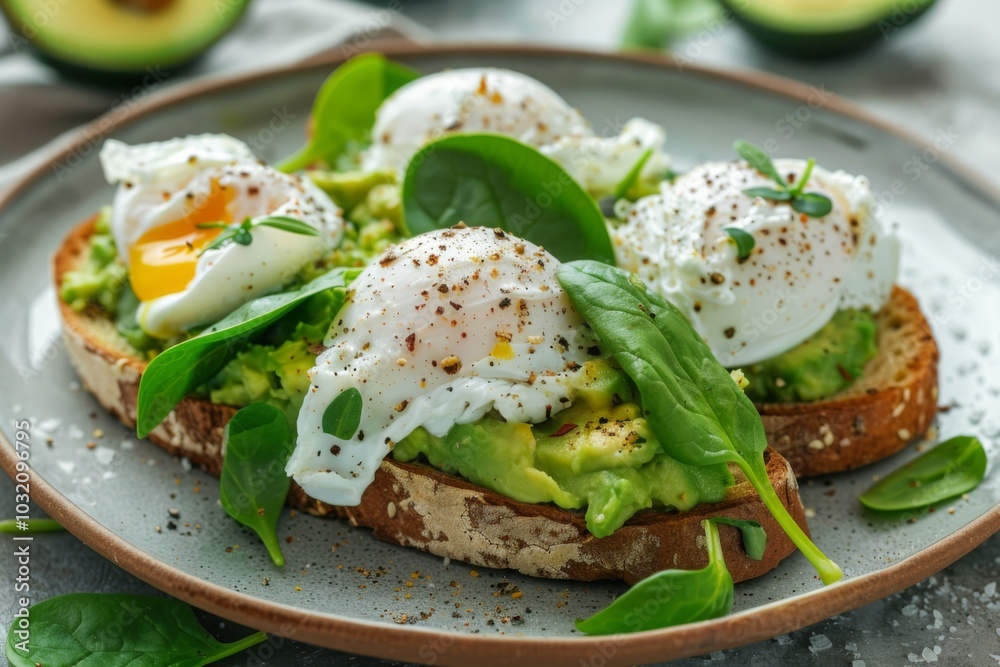 Avocado Toast with Poached Eggs and Spinach Avocado Toast with Poached Eggs and Spinach