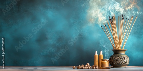 Tranquil Room with High-Quality Incense Sticks, Cones, and Ornate Holders photo