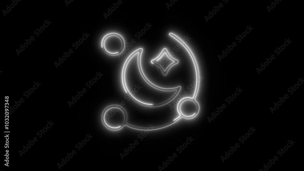 Glowing Night Icon in HD Video Neon Animation – Evening and Darkness Symbol on Black Background Glowing Night Icon in HD Video Neon Animation – Evening and Darkness Symbol on Black Background