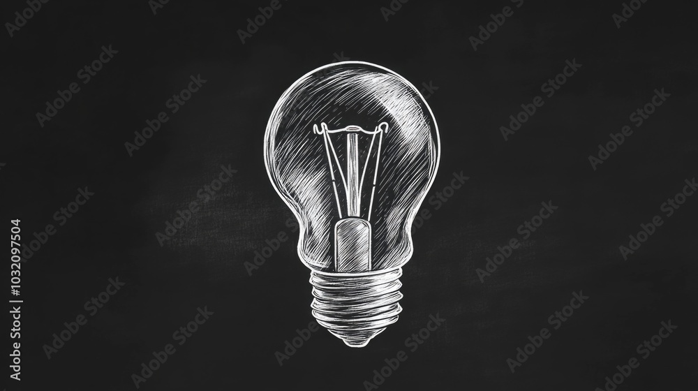 A simple illustration of a light bulb on a blackboard, great for education and learning concepts A simple illustration of a light bulb on a blackboard, great for education and learning concepts