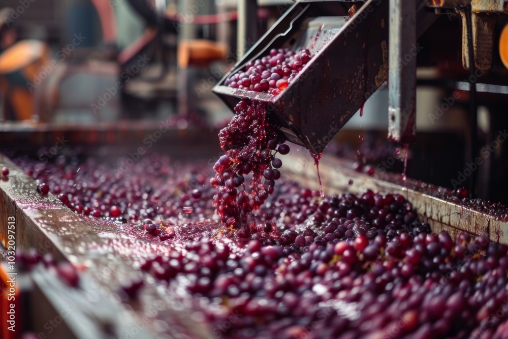 grape crushing in winery facility making wine grape crushing in winery facility making wine