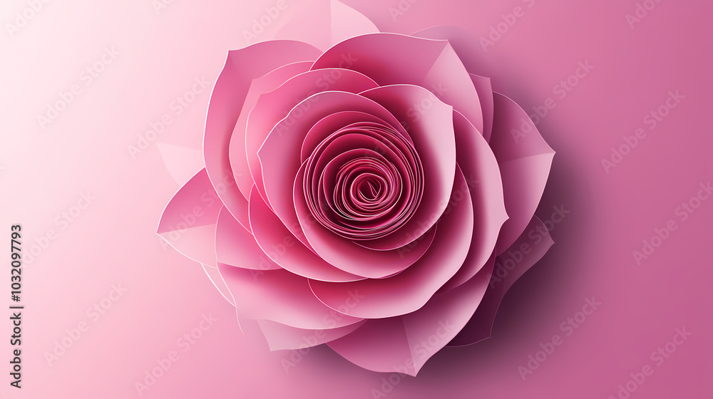 Rose flower logo 3d vector papercut Rose flower logo 3d vector papercut