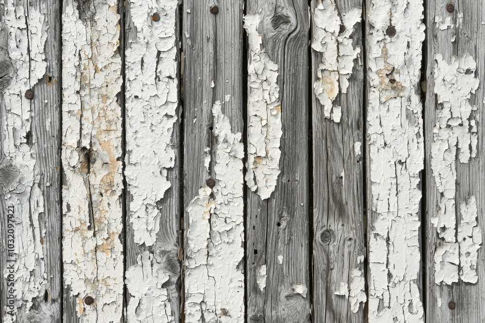Close-up of weathered wooden boards with peeling white paint Close-up of weathered wooden boards with peeling white paint