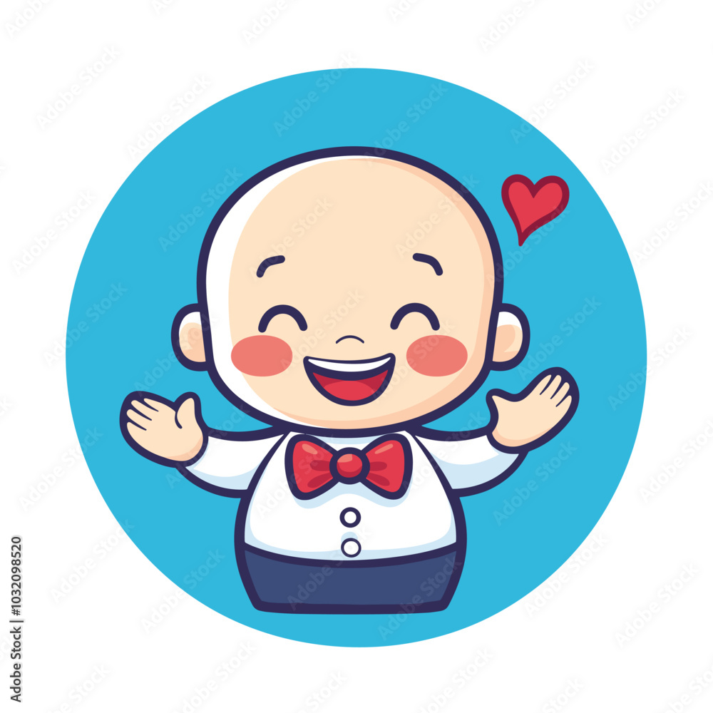 vector drawing of laughing baby flat style on white background .Generative AI vector drawing of laughing baby flat style on white background .Generative AI