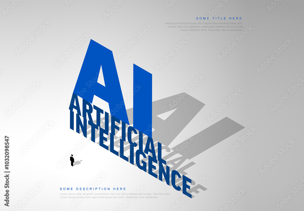 Ai artificial intelligence concept illustration social media banner header template with shadows