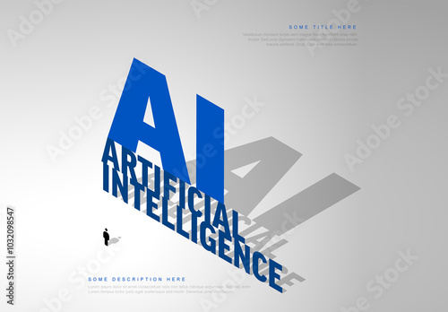 Obraz na płótnie Ai artificial intelligence concept illustration social media banner header template with shadows w salonie