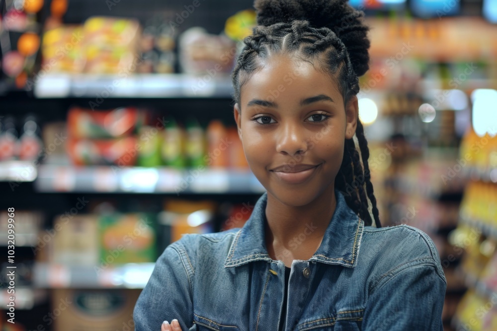 Young adult african american female retail sales associate Young adult african american female retail sales associate
