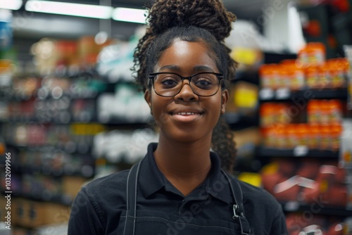 Young adult african american female retail sales associate