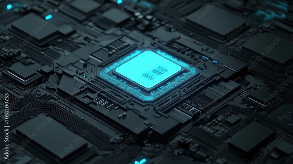 Blue Glowing Processor Blue Glowing Processor