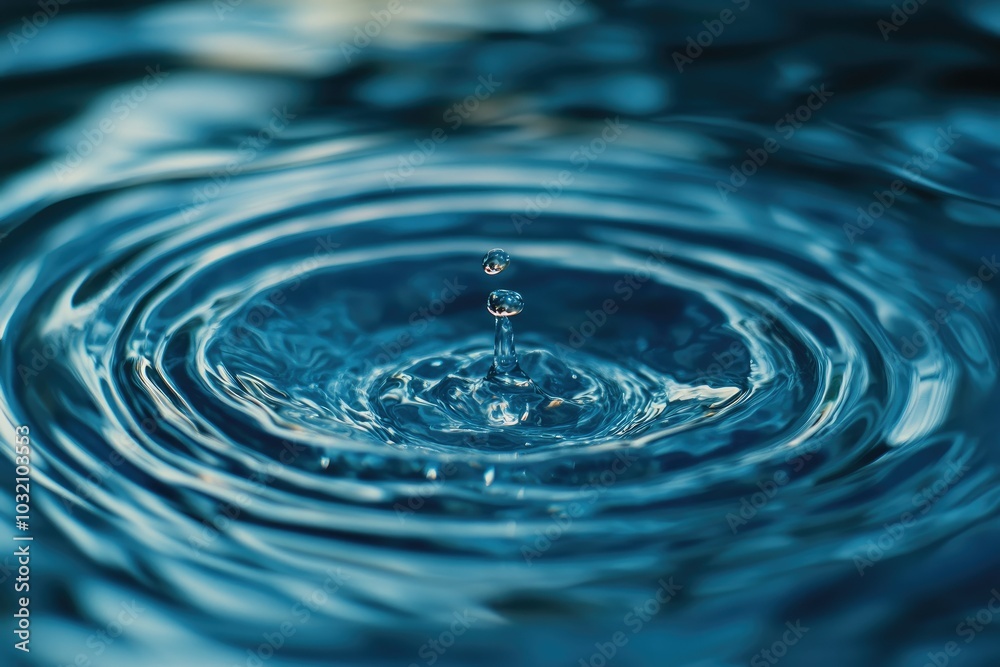 Serene Water Droplet Creating Ripples on Surface Serene Water Droplet Creating Ripples on Surface