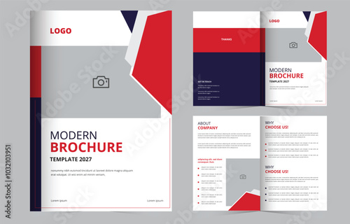 Modern brochure template design,  brochure layout 4 page editable brochure