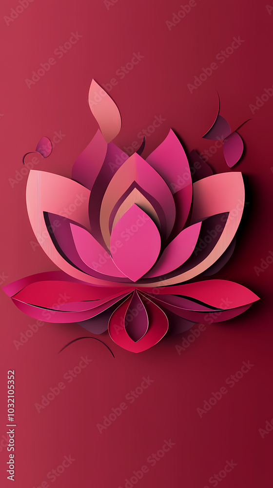 Obraz premium Lotus flower logo 3d vector papercut
