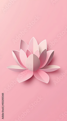 Lotus flower logo 3d vector papercut