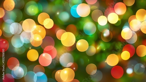 Colorful Festive Bokeh Background, Round Blurred Lights, Ideal for Holiday and Celebration Designs.