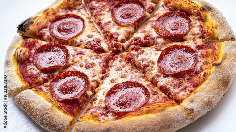Freshly Sliced Pepperoni Pizza Served on a White Plate Generative AI Freshly Sliced Pepperoni Pizza Served on a White Plate Generative AI