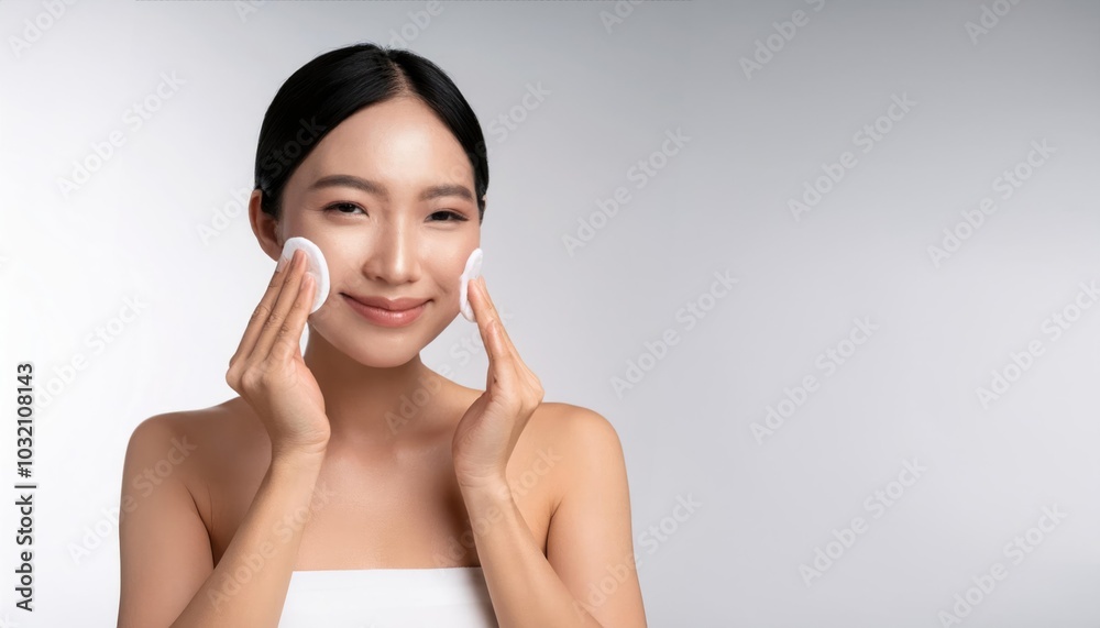 Woman Applying Facial Cleanser Woman Applying Facial Cleanser